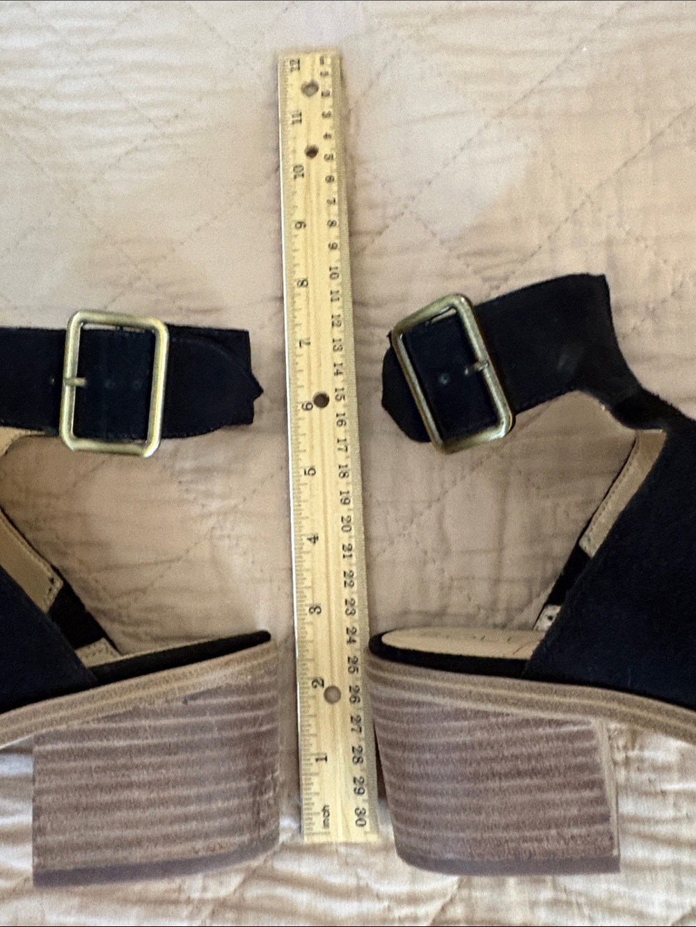 Sole Society TALLY Black Cow Split Suede Ankle Strap Block Heel Sandals. Sz 9.5 - Picture 5 of 6